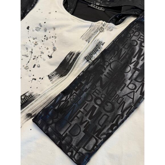 OLYSS NYC Artsy Streetwear Hooded Zip Dress Punk Goth Embellished Edgy Jewels S - Picture 9 of 10